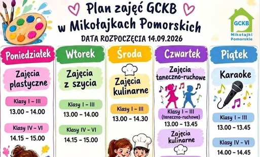 Zdjęcie do Nowy sezon zajęć w GCKB w Mikołajkach Pomorskich